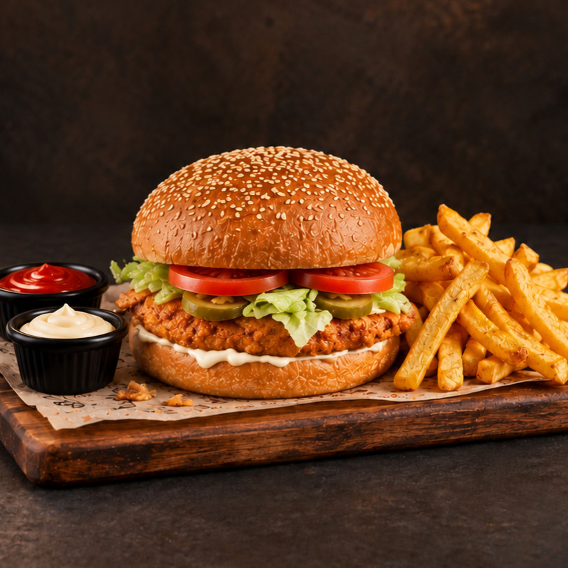 KajunBurger + Patates Kızartması
