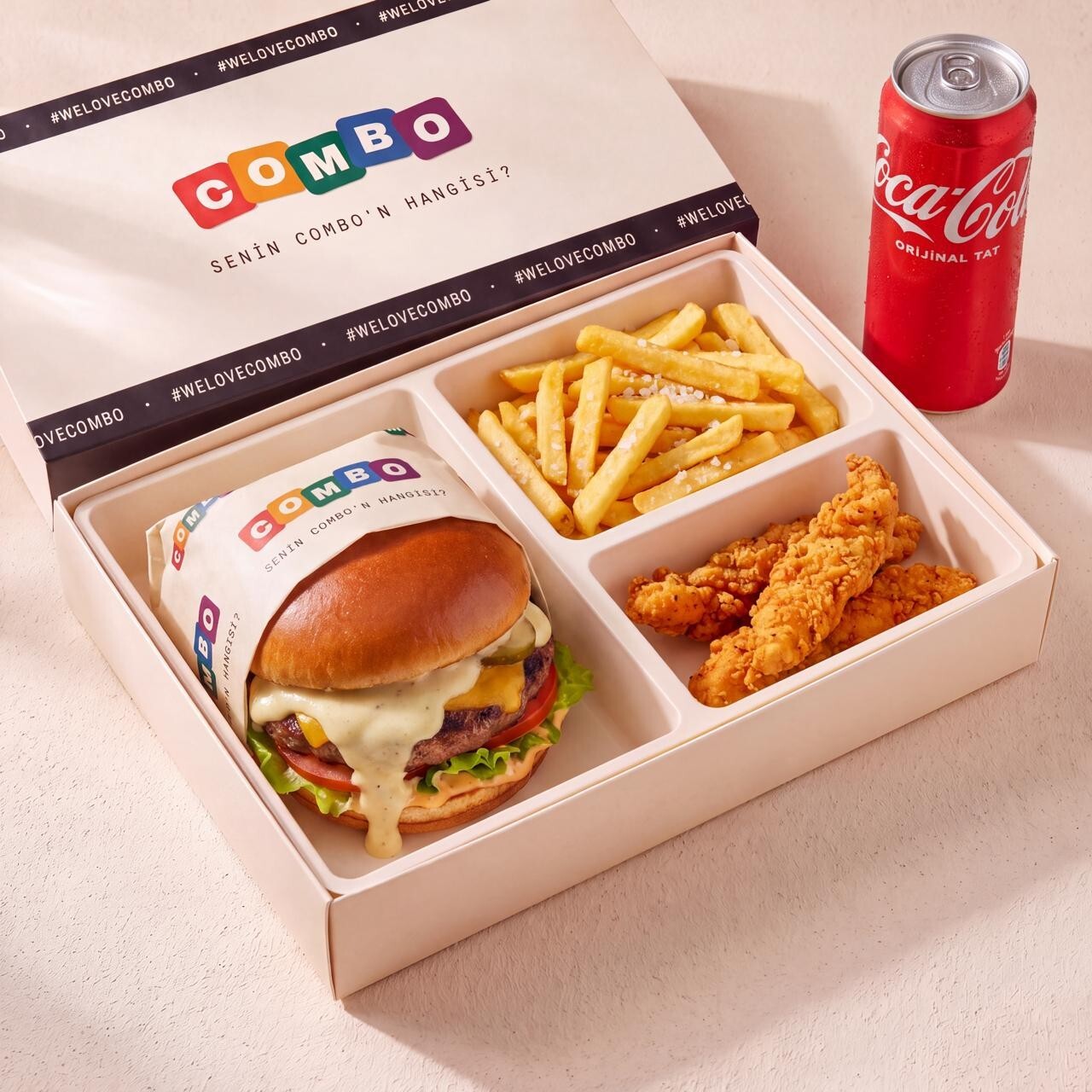 Patates Soslu Burger Menü + 1 Kutu içecek