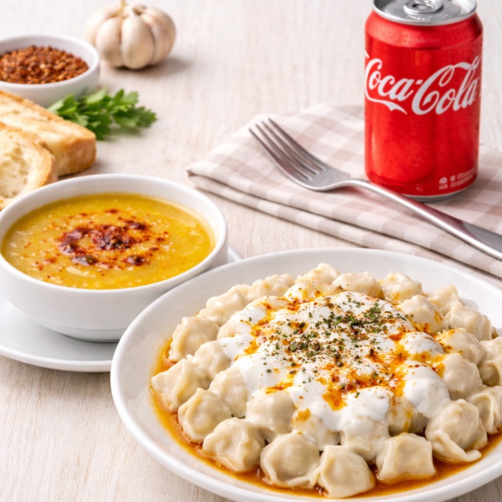 Mercimek Çorba + Kayseri Mantı + Coca Cola Zero (250 ml)