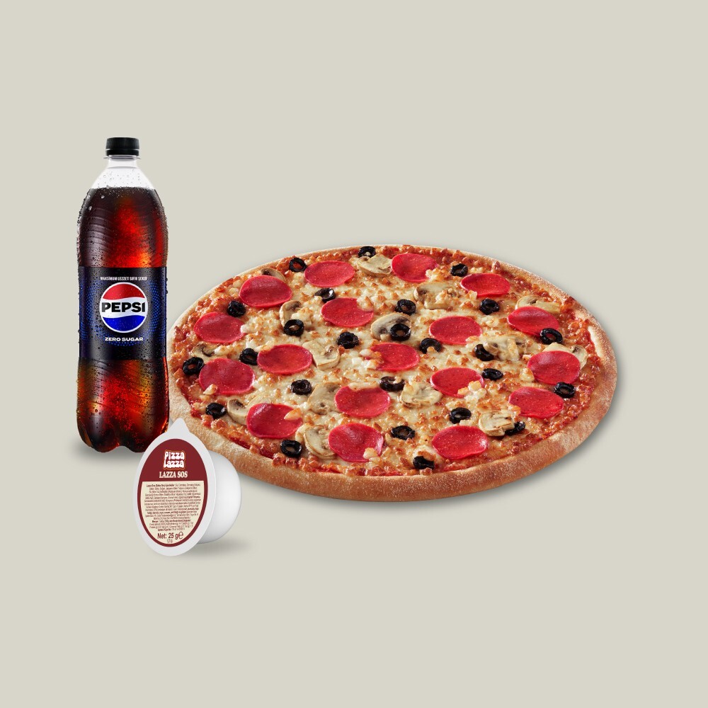 Orta Boy Pizza + Pepsi Zero Sugar (1 L.)
