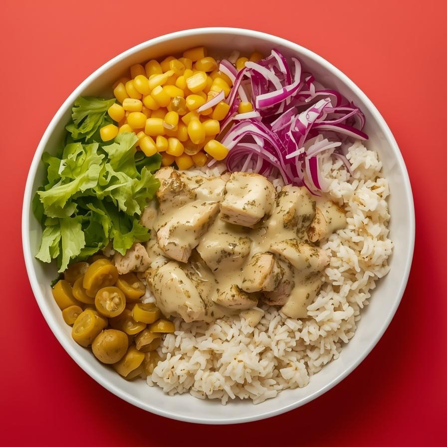 Pesto Soslu Tavuklu Pilav Bowl