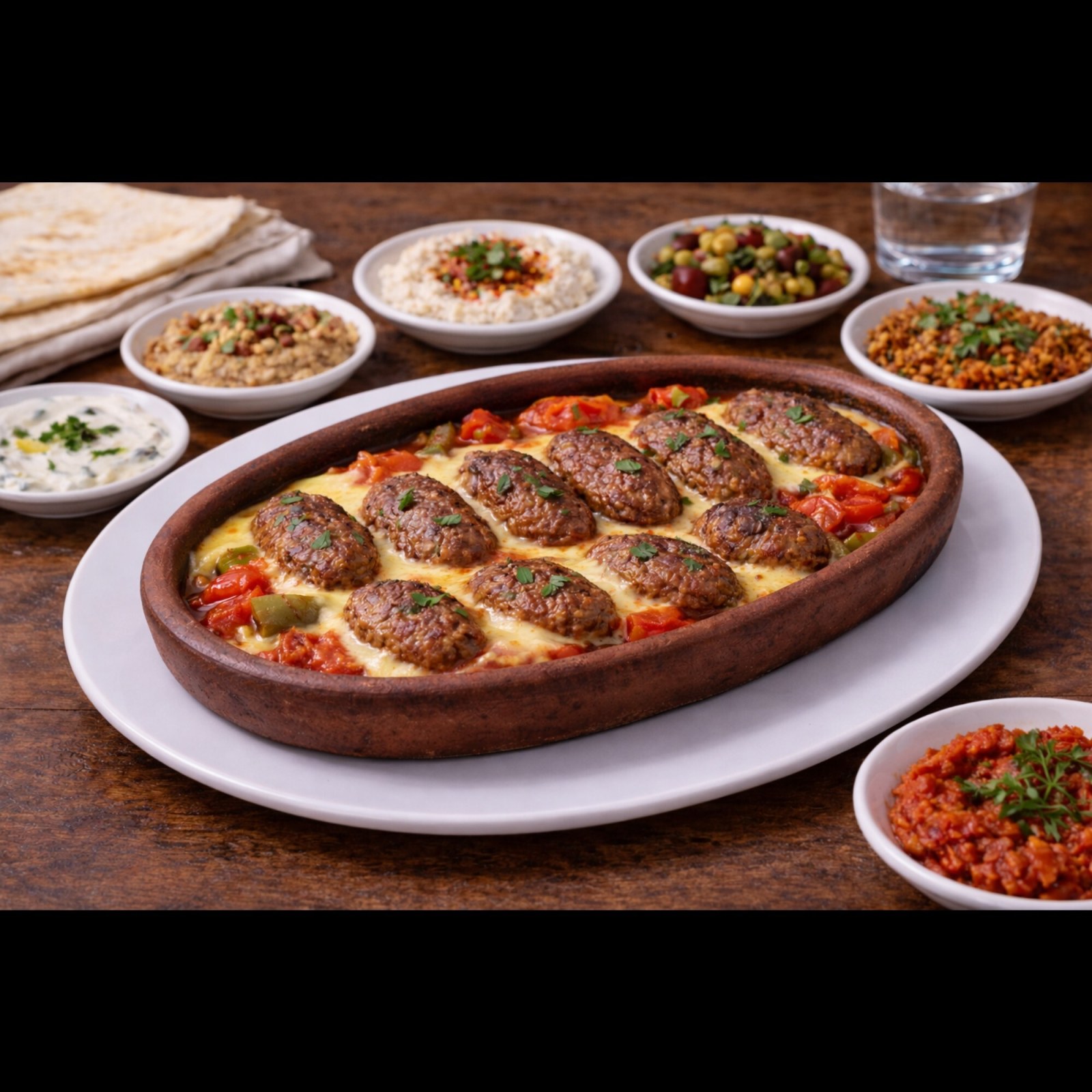 Kiremitte Kaşarlı Köfte