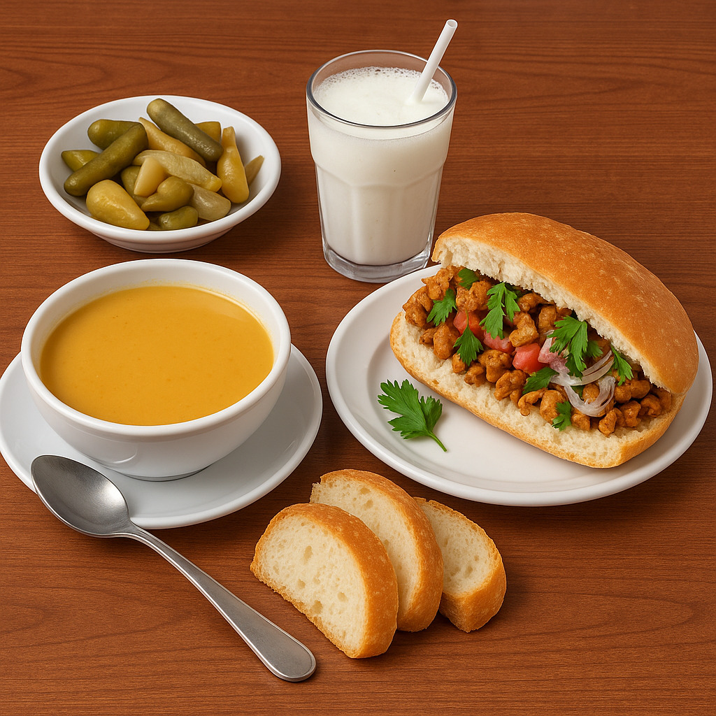 Yarım Ekmek Tavuk Tantuni, Çorba ve Ayran Menü