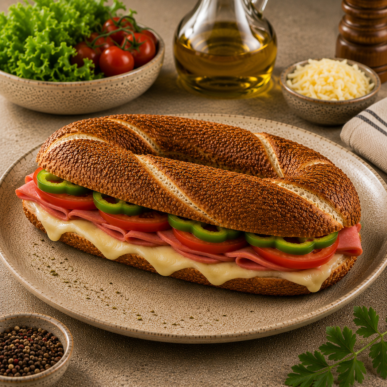 Kaşarlı Mix Simit Sandviç