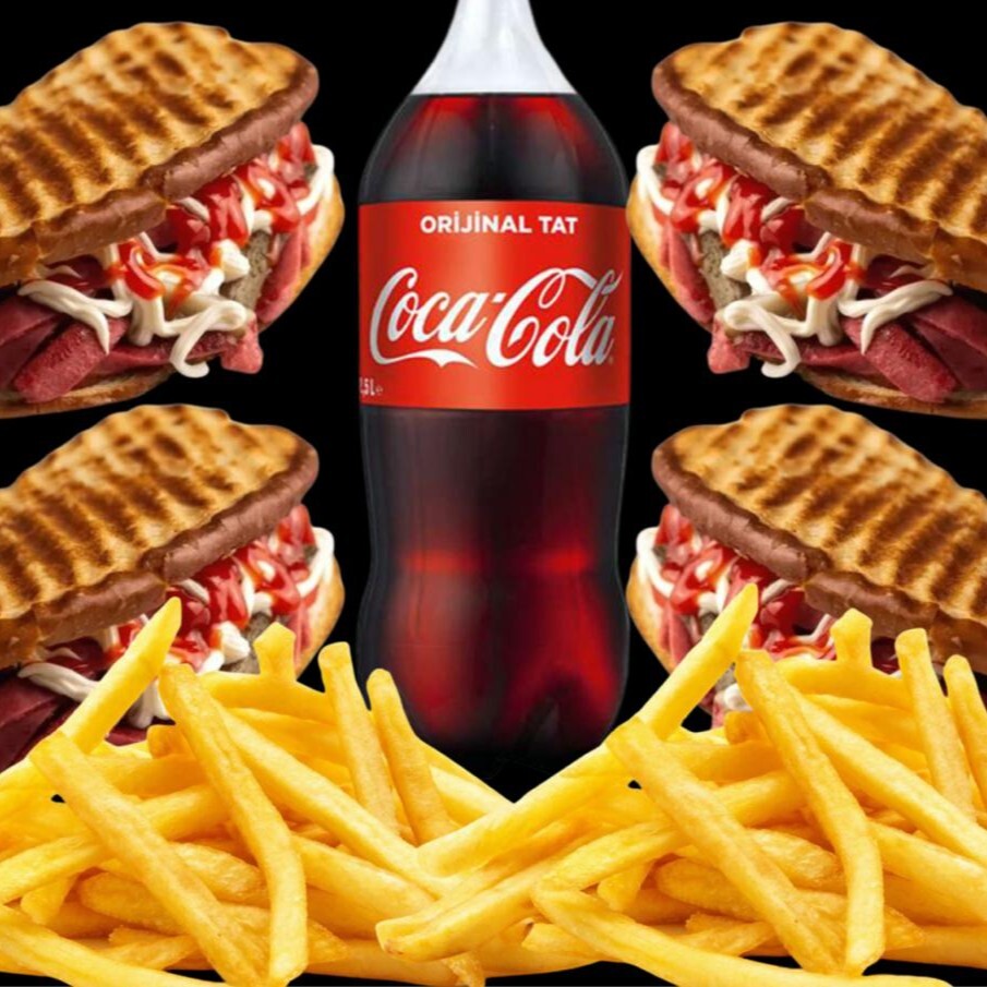 4 lü Ayvalık Tostu Menü+ Patates Tava + 1 lt kola