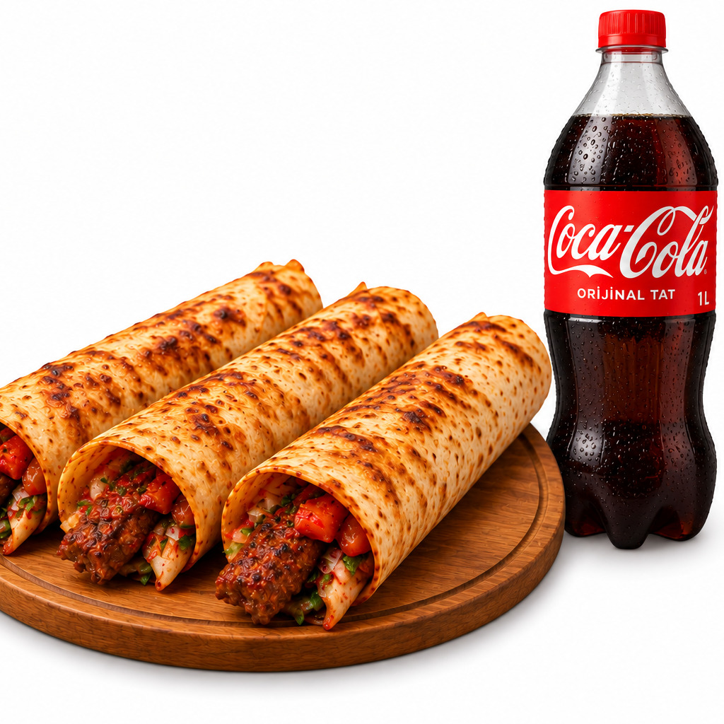 Coca-Cola Doyuran Menü 3 Adet Adana Dürüm + 1 Litre Coca-Cola