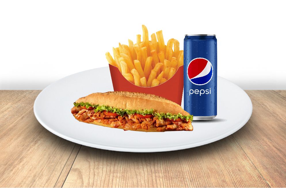 Tam Ekmek Tavuk Döner (130 gr.)patates kutu pepsi