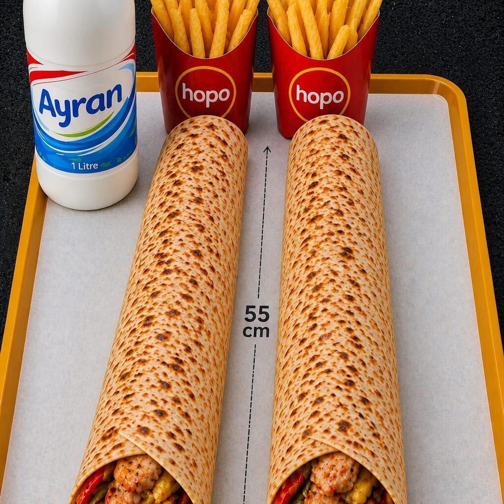 Zurna Dürüm 2'li Menü (2 zurna+2 patates+1 litre ayran
