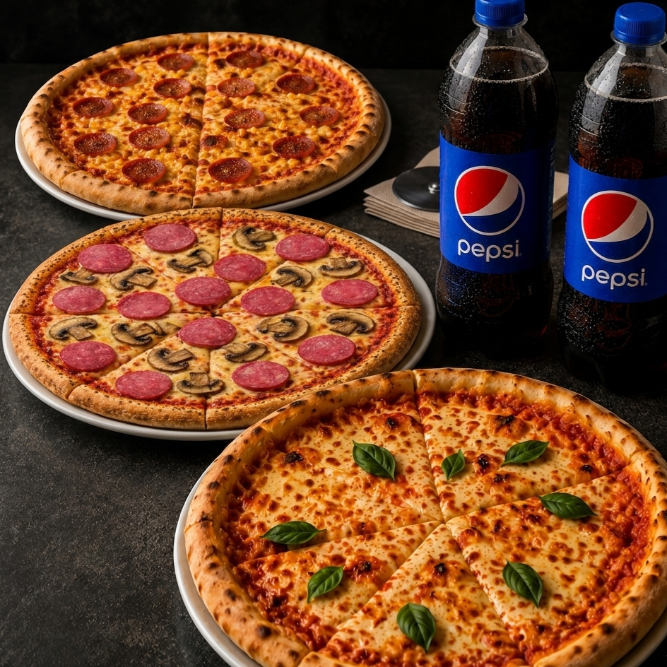 3 Orta Boy ve 2 Litre Pepsi