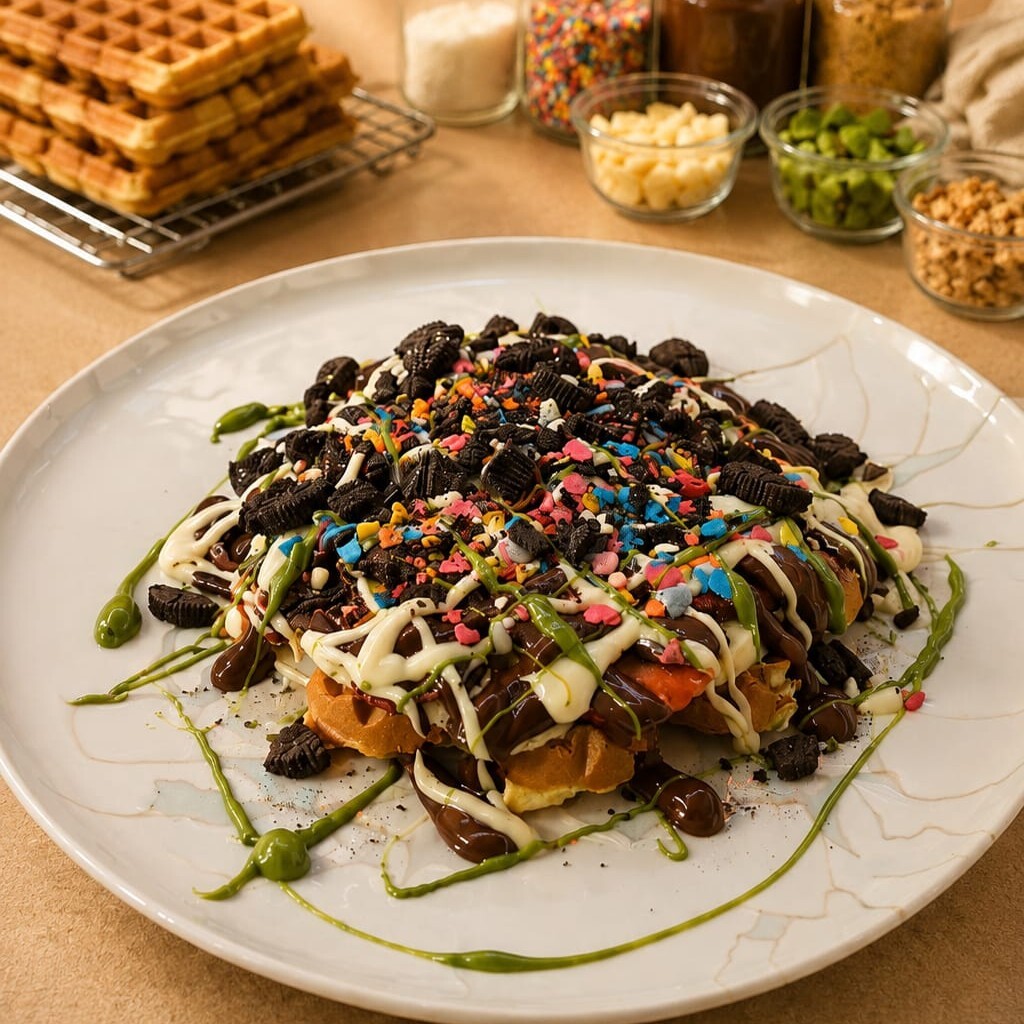 Oreolu Klasik Çiçek Waffle