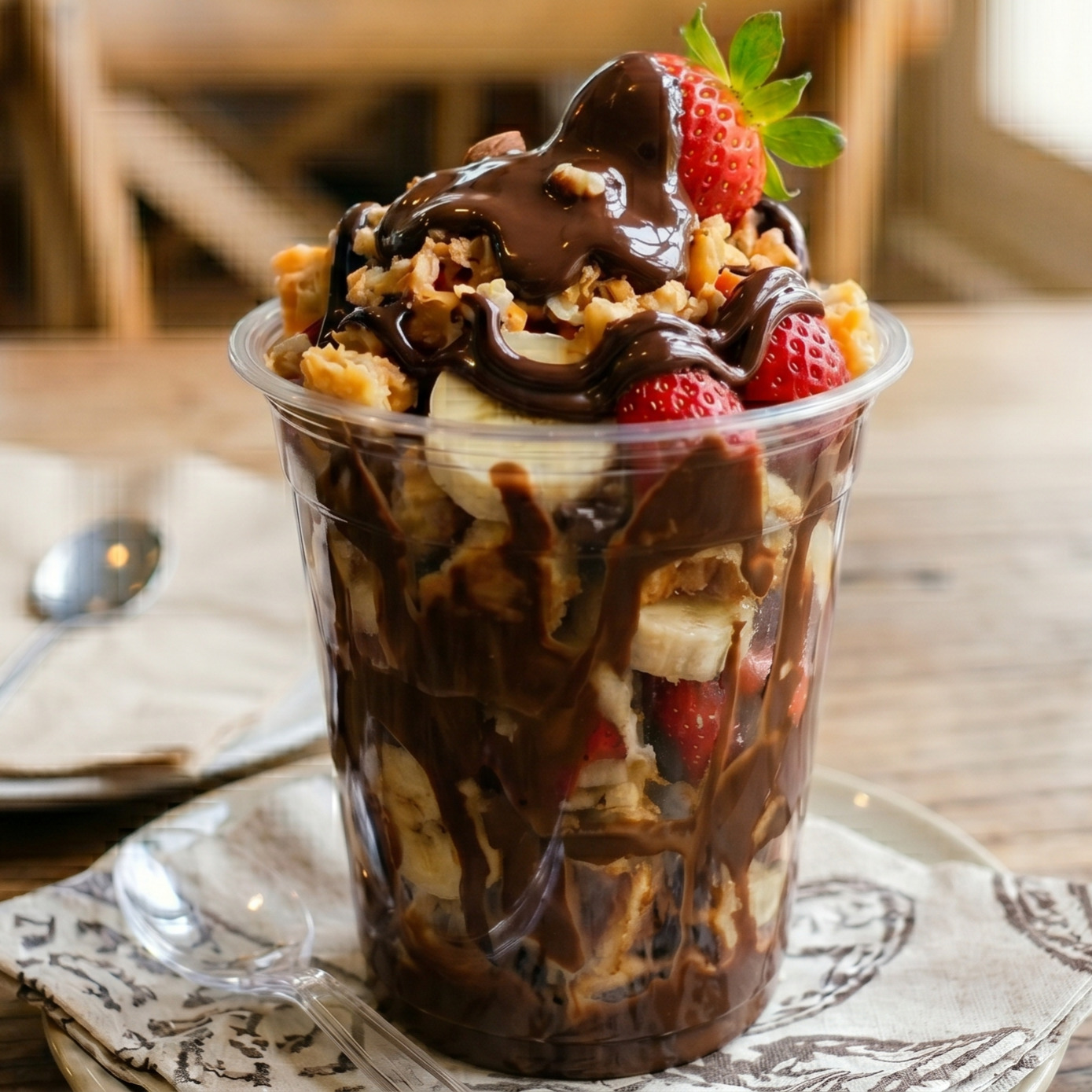 Bardak Waffle (Muz - Çilek)