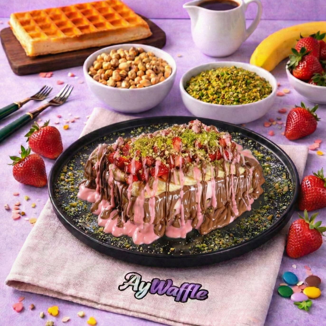 Çilekli Çikolatalı Waffle