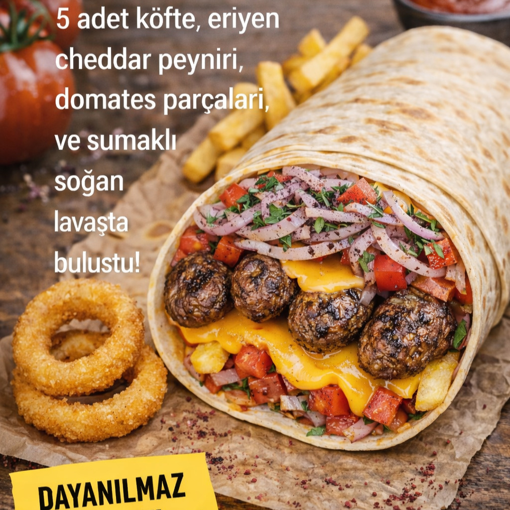 Chedarlı Köfte Wrap Menü
