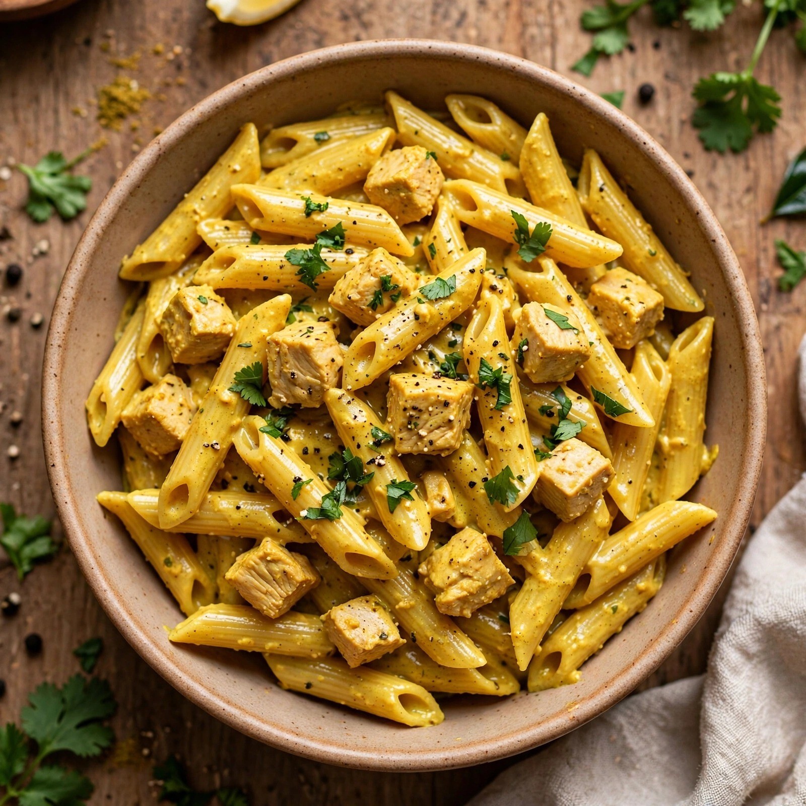 Tavuklu Körili Soslu (Penne)