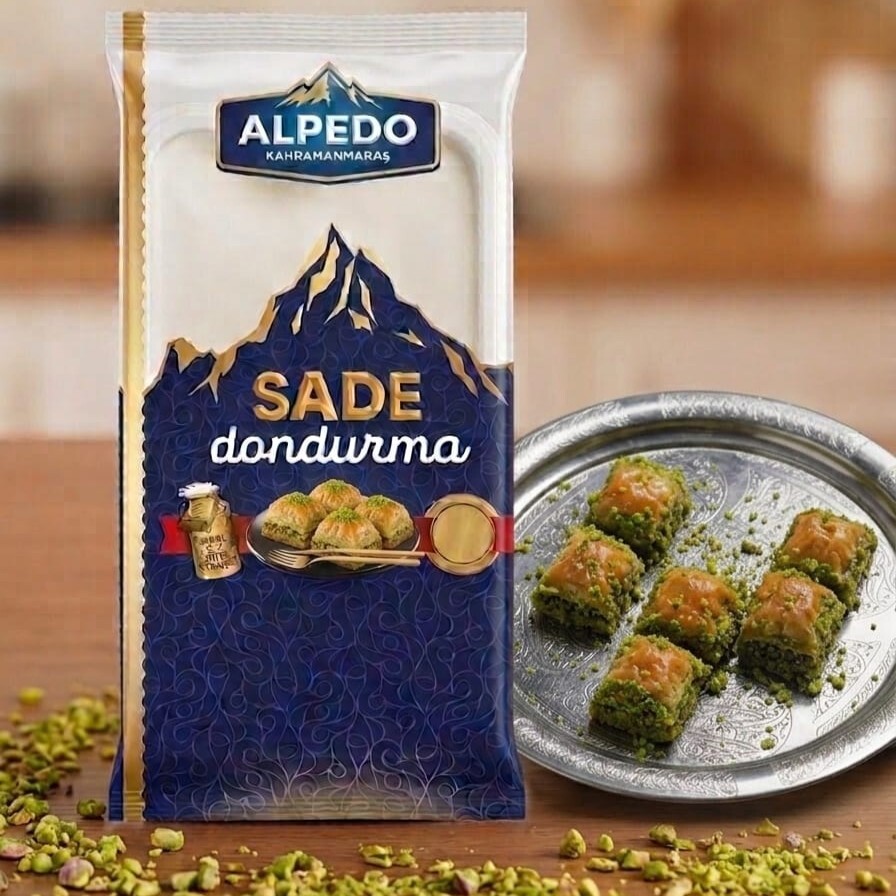 Antep Özel Fıstıklı (1 Kg) 480 Gr Sade Kahramanmaraş Dondurması