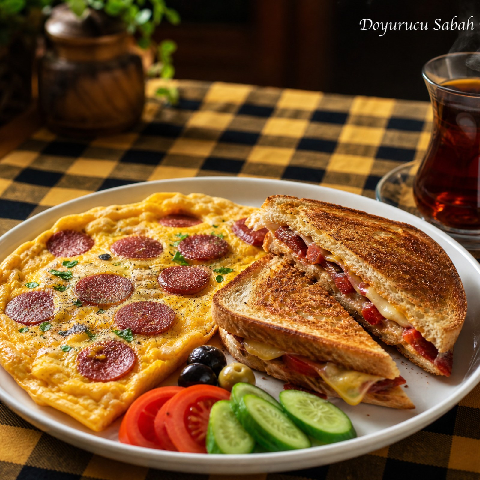 Sucuklu Omlet + Double Karışık Tost