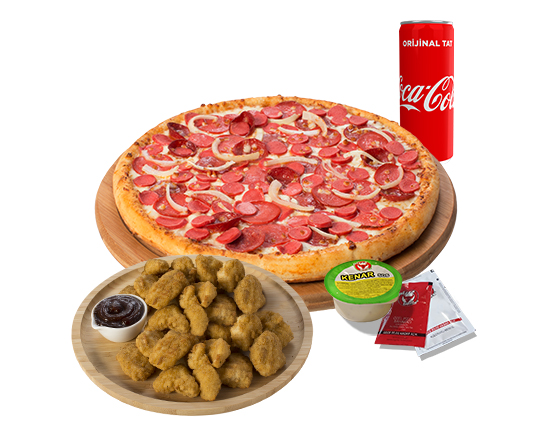 Orta Boy Pizza & Çıtır Tavuk & Kutu İçecek & Sos