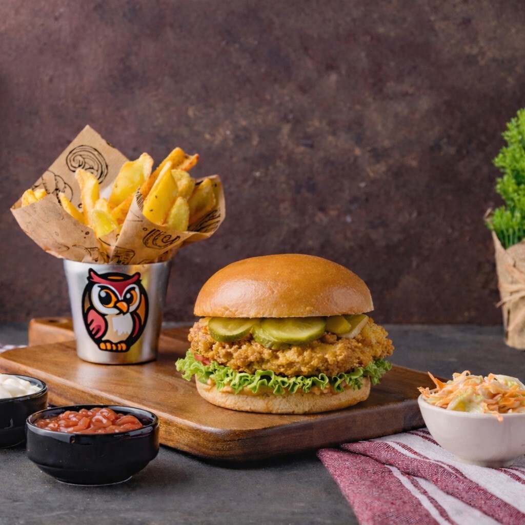Çıtır Tavuk Burger (Özel Baykuş Soslu)