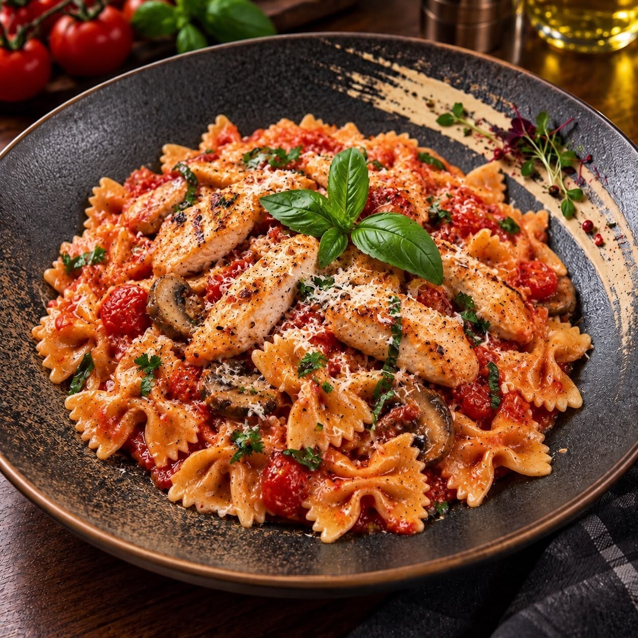 Farfalle Domates Soslu Tavuklu