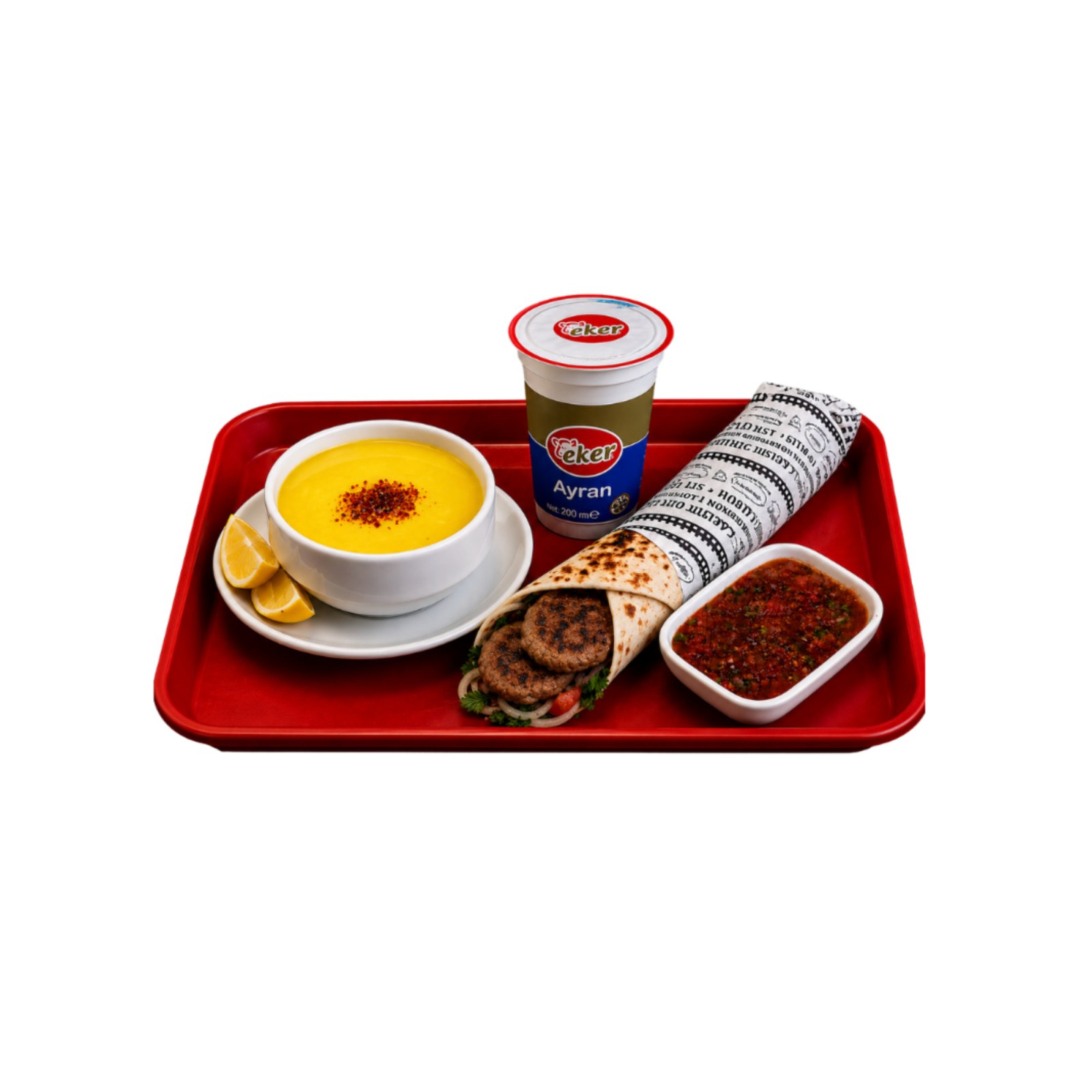 Köfte Dürüm + Çorba + Ayran