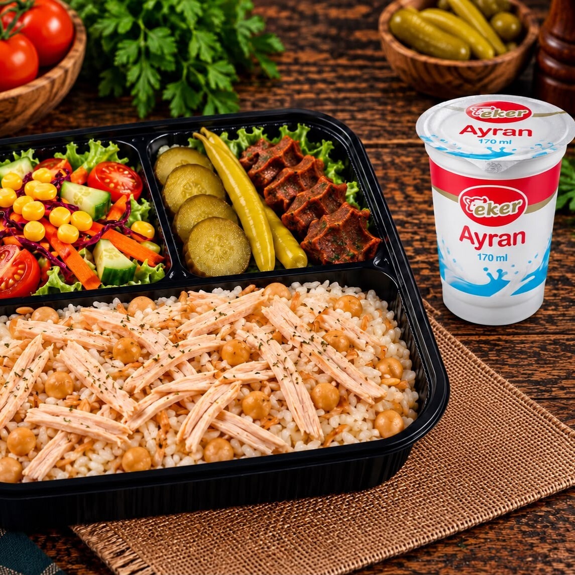 Tavuklu Pilav+ Eker Ayran 170 ml