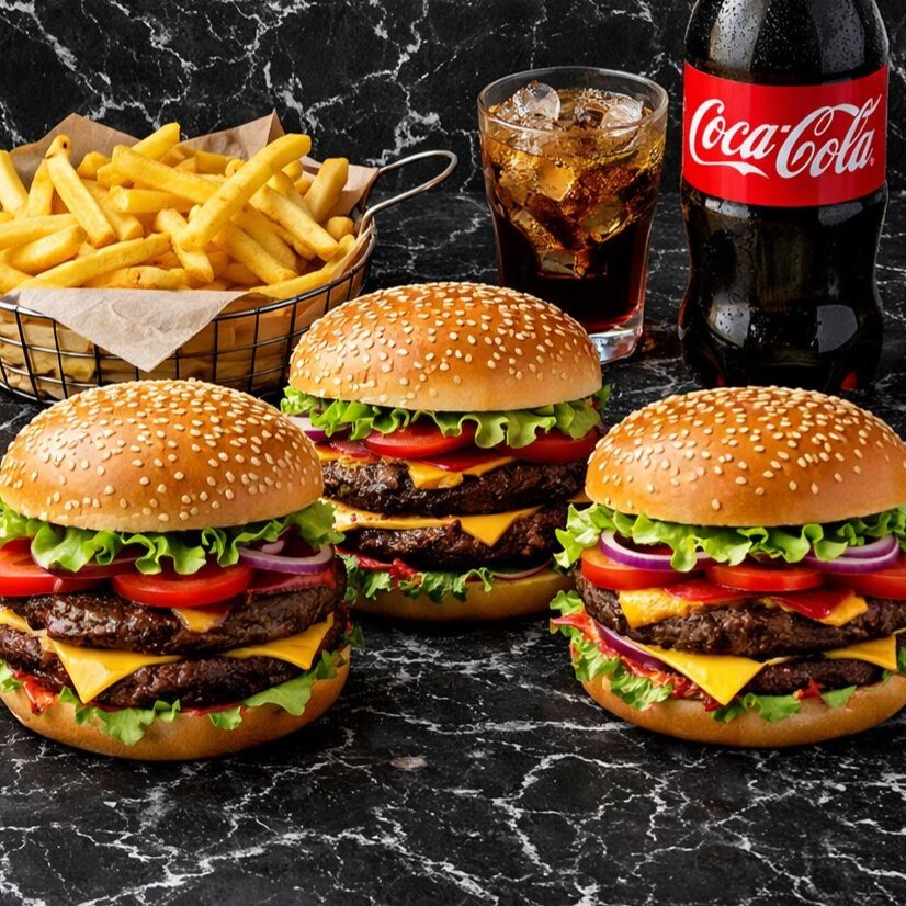 3 Adet Hamburger Menü (Büyük Boy)