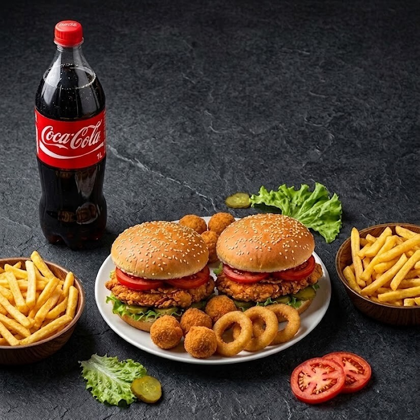 2 Li Chicken Burger Menü 4