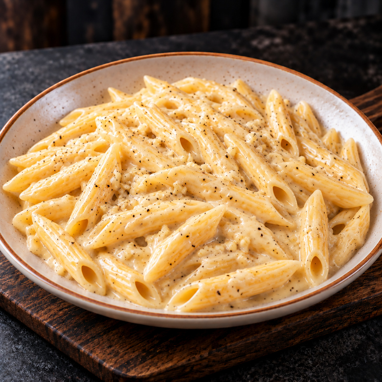 Penne Sarımsak Soslu Kremalı
