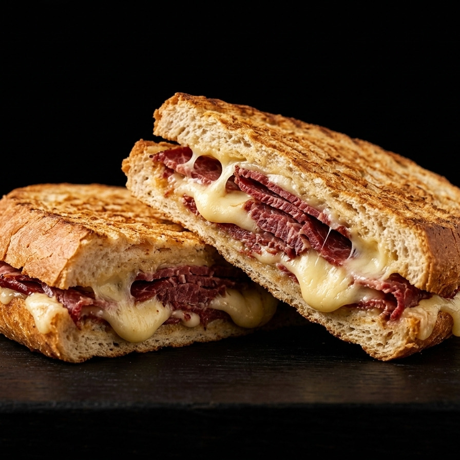 Yarım Ekmek Arası Pastırmalı & Kelle Peynirli Tost