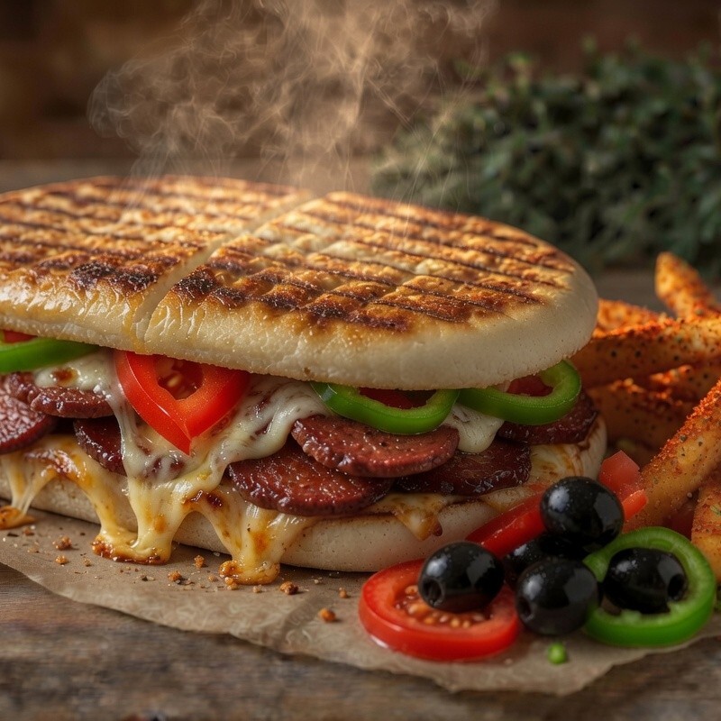 Dana Sucuk & Eski Kaşarlı Bazlama Tost & Patates Kızartması