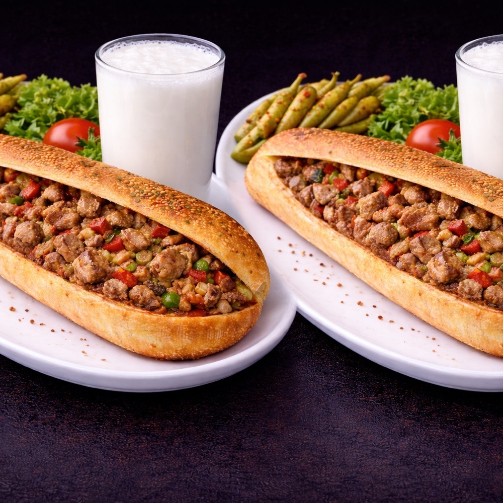 2'li Yarım Ekmek Arası Kuzu Et Kavurma Menü