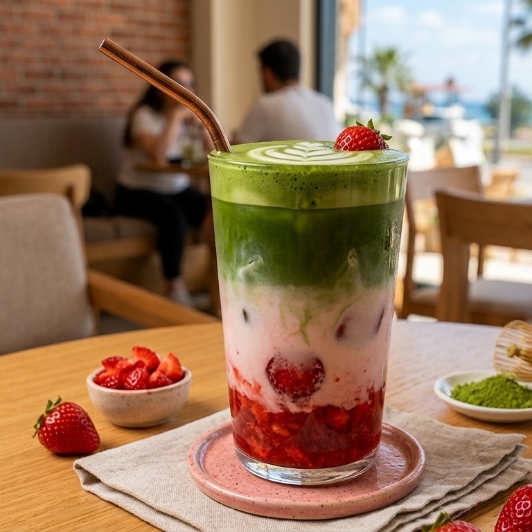 Çilekli Matcha Latte
