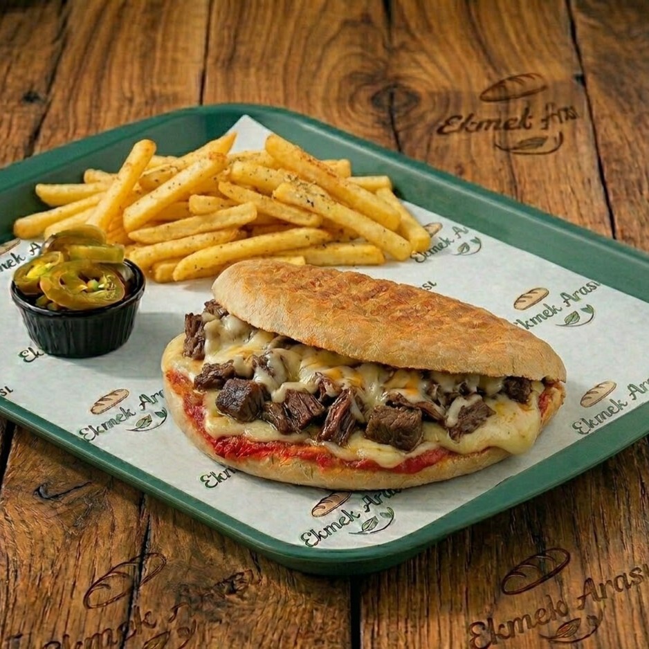 Kavurmalı Kaşarlı Tost + Patates Kızartması