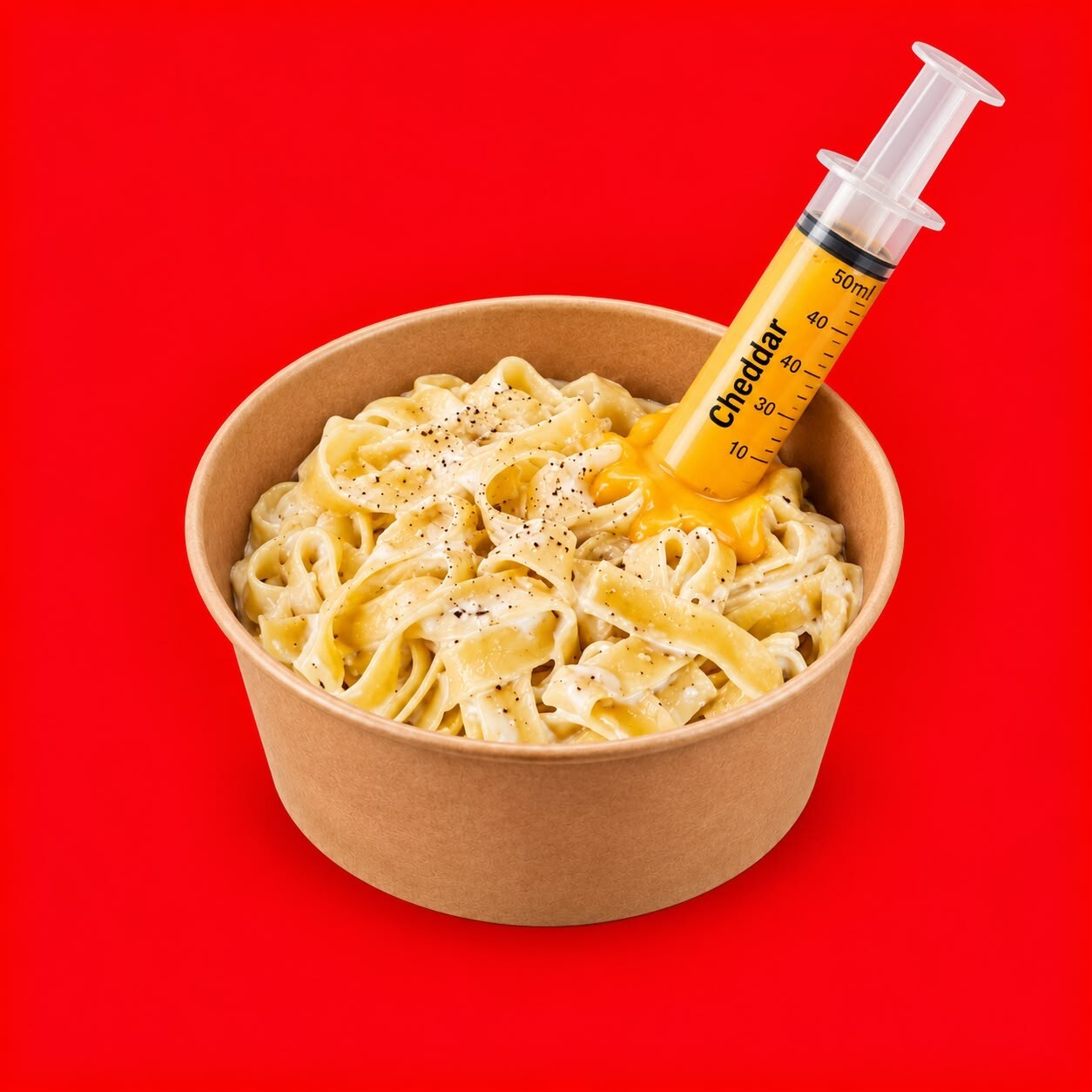 Cheddar Şırıngalı Fettuccine Makarna