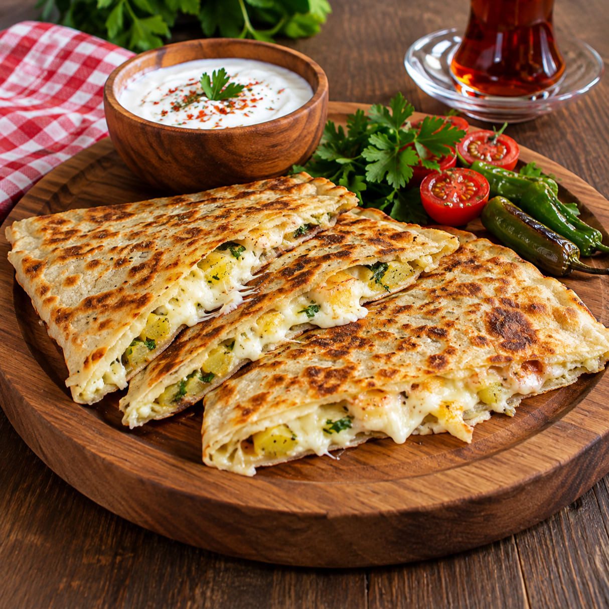 Patatesli Kaşarlı Gözleme + Patates Kızartması +Ayran+tatlı