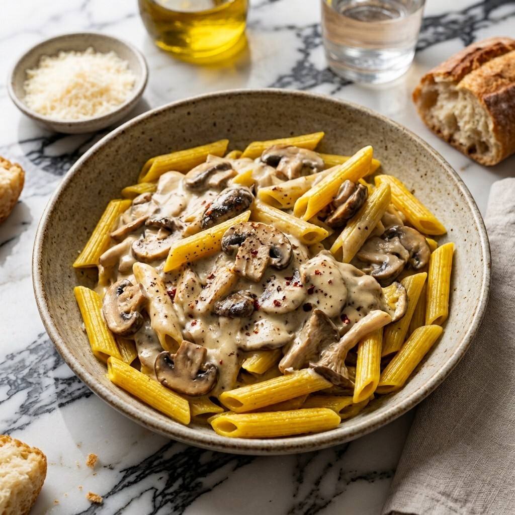Kremalı Mantarlı Penne