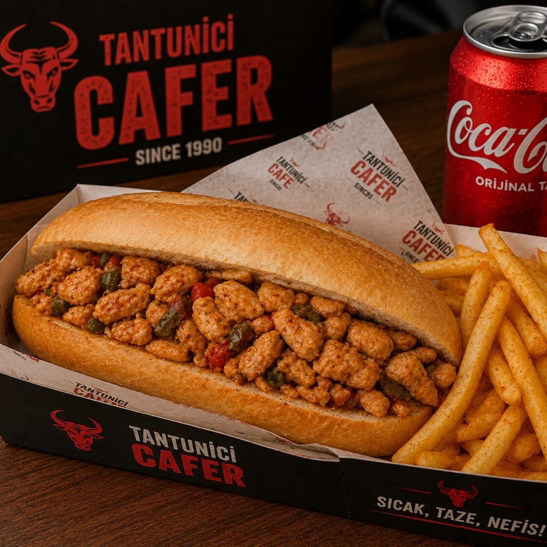 Ekmek Arası Tavuk Tantuni+Patates+Coca Cola