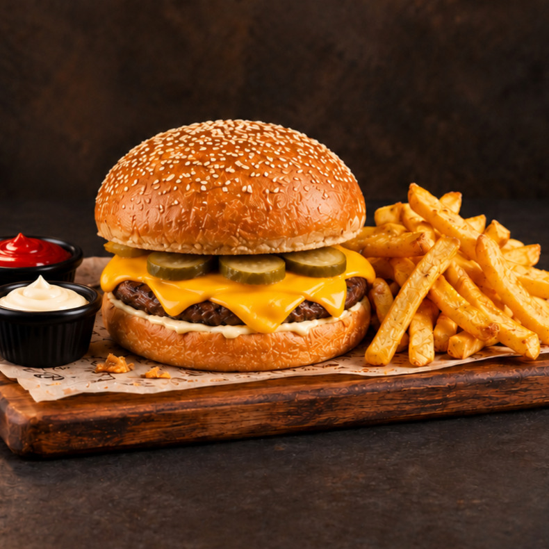 CheeseBurger + Patates Kızartması