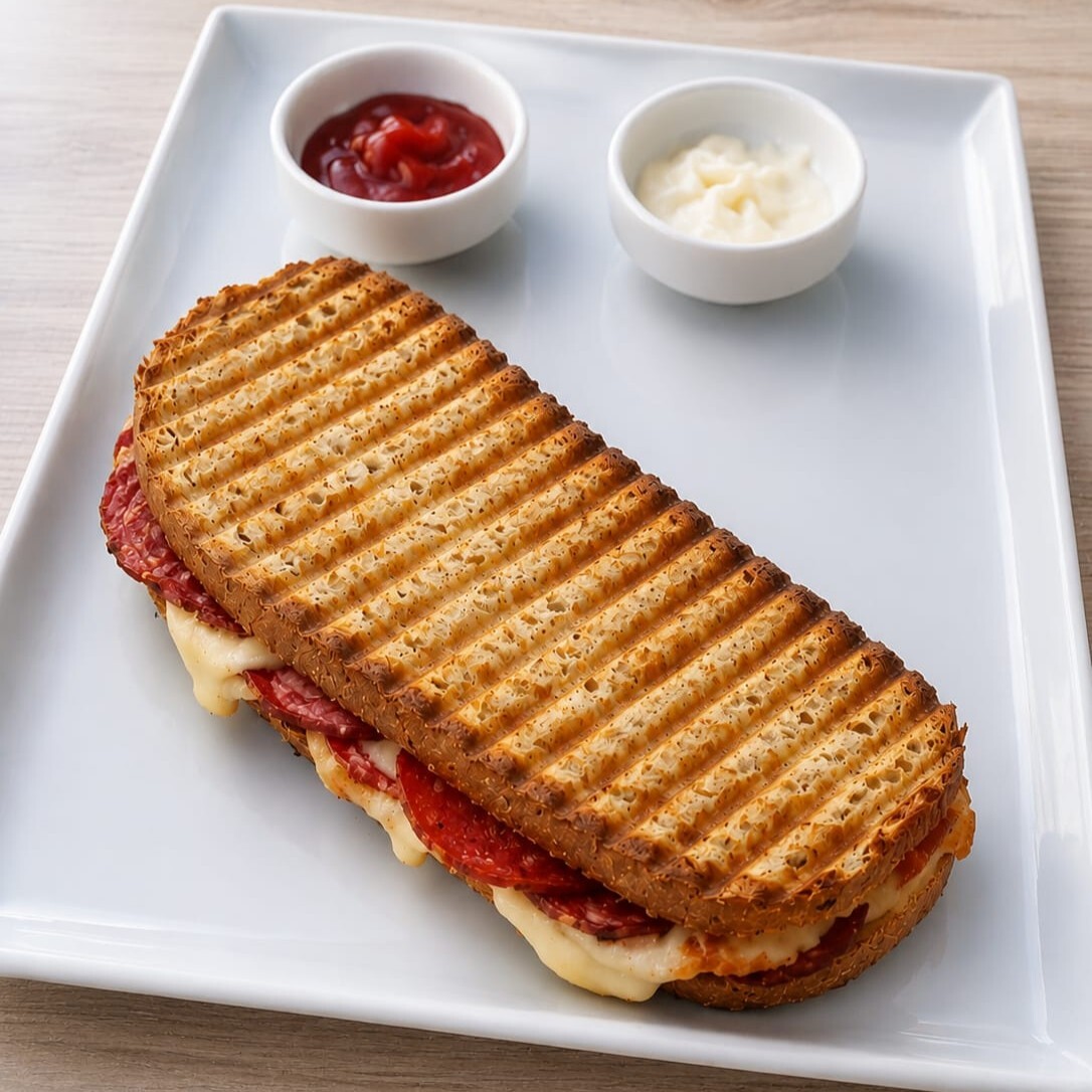 Kaşarlı ve Sucuklu Tost (Kepekli Ekmek)