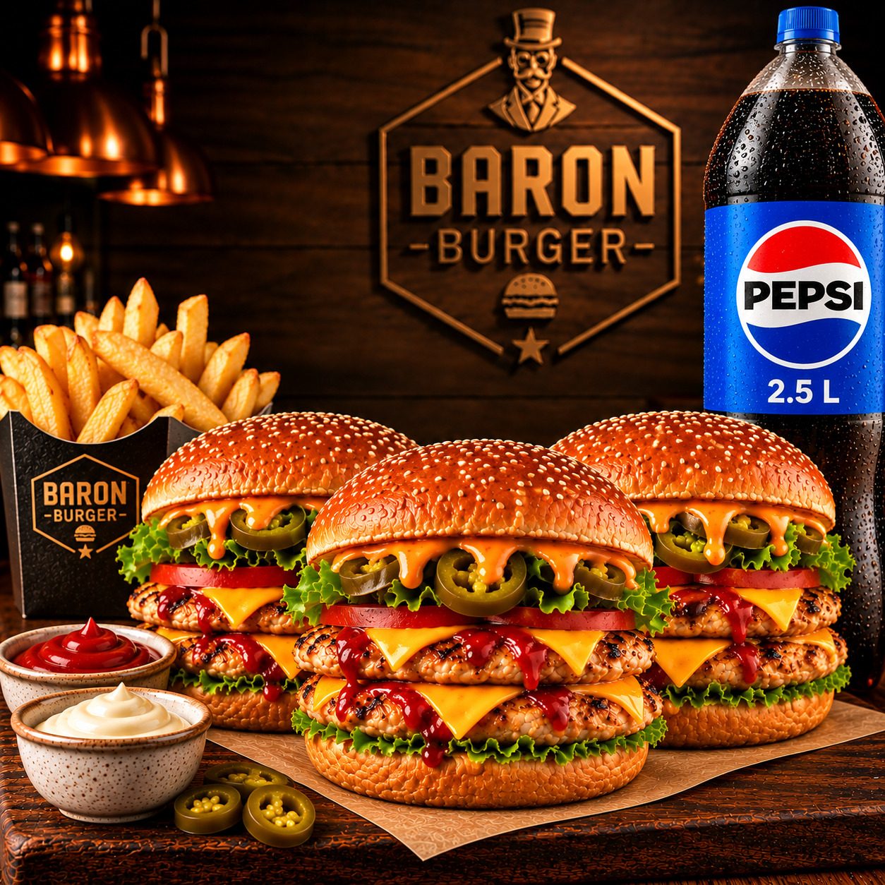 3'lü Texas Fire Tavuk Burger Menü