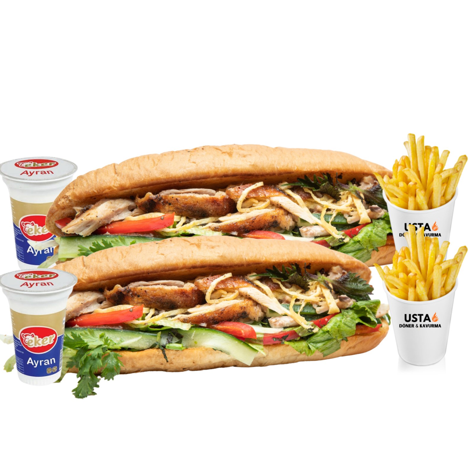 Usta Döner Tavuk Ekmek (Çift Ekmek) Menü