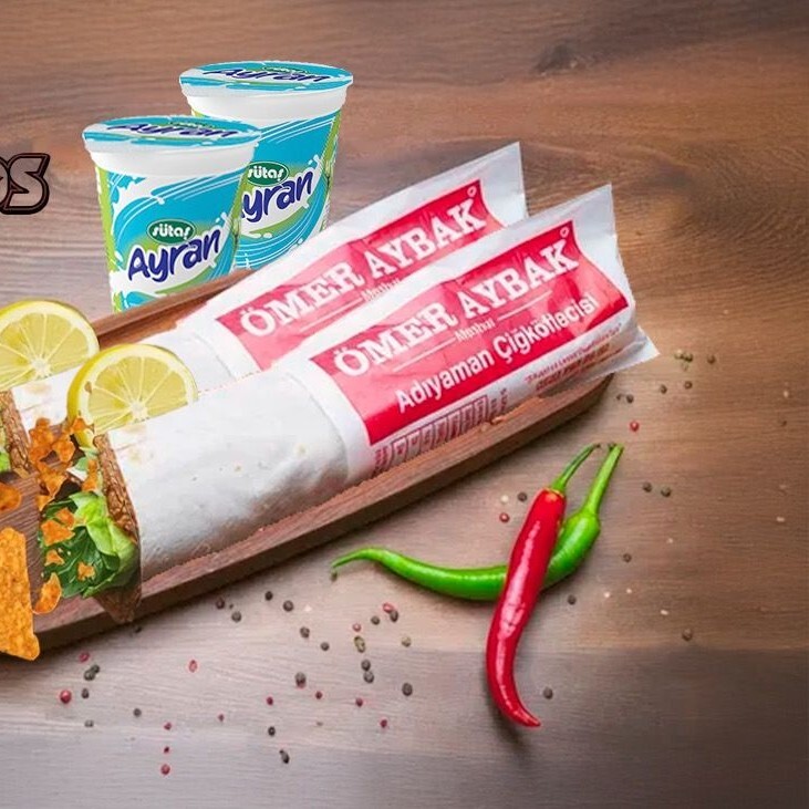 2 Adet Atom Çiğ Köfte Dürüm + 2 Adet 20 ml Ayran