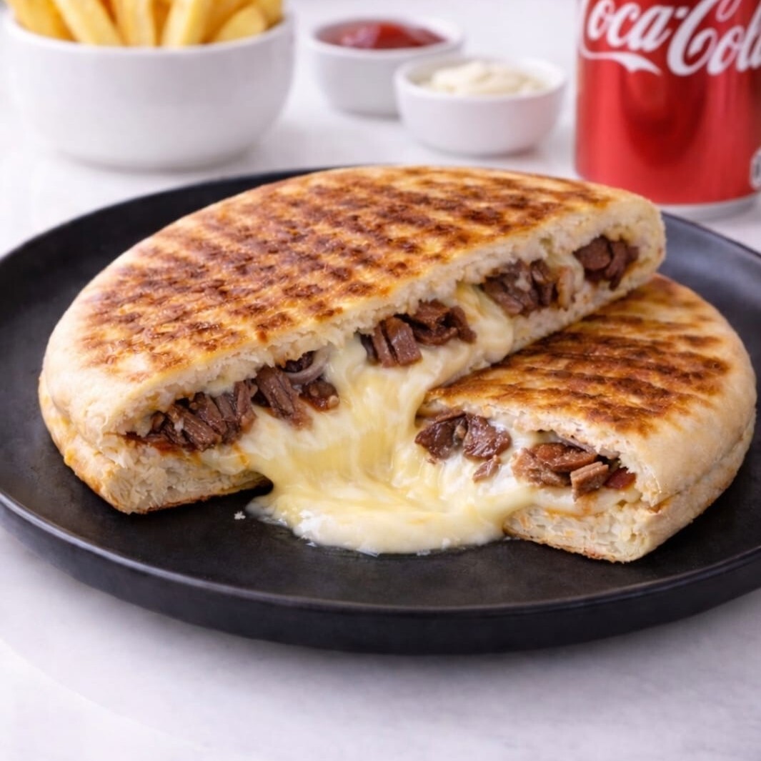 Bazlama Kavurmalı Kaşarlı Tost