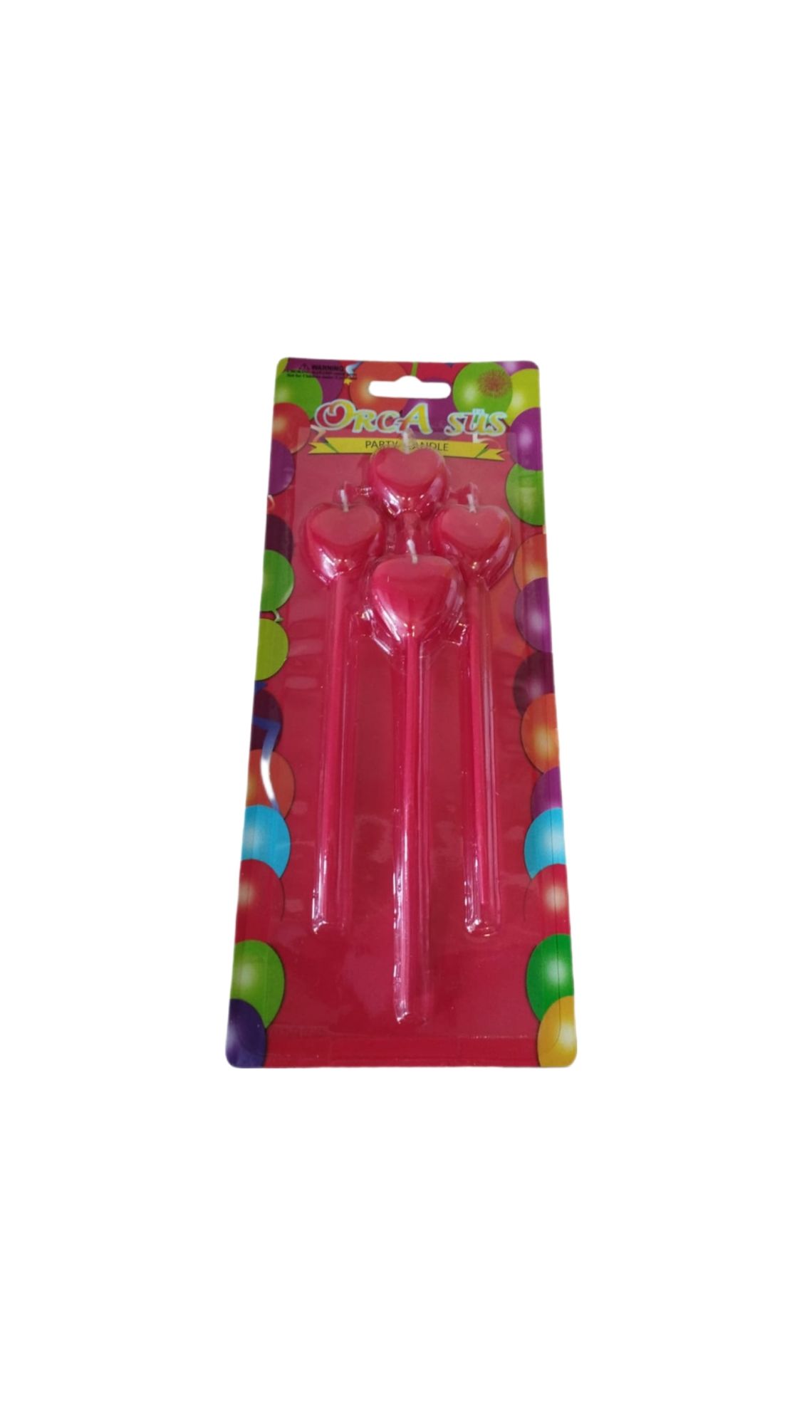 4lü Uzun Kırmızı Kalpli Pasta Mumu