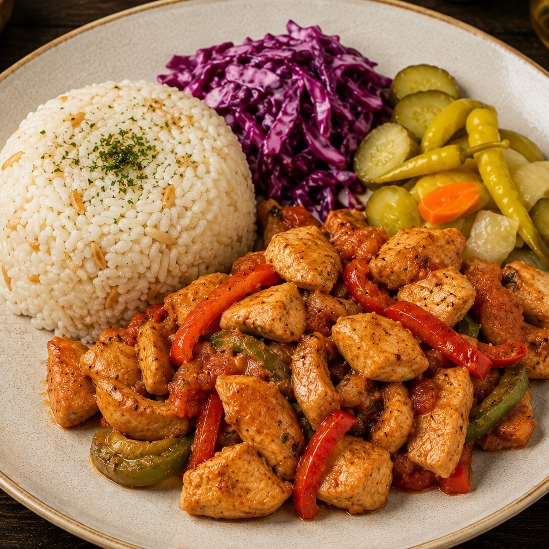 Stroganoff Soslu Tavuk Pilav