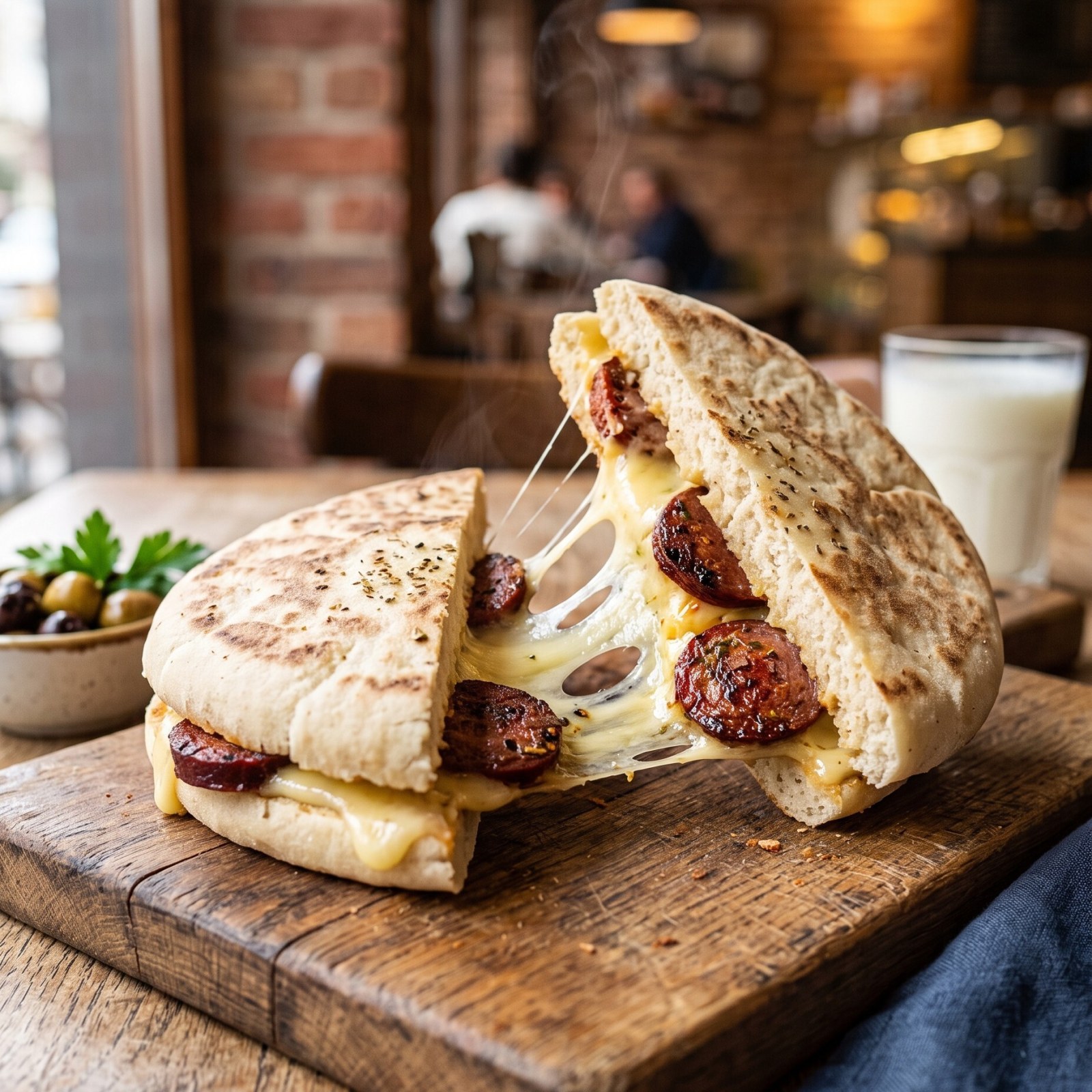 Kaşarlı Sucuklu Bazlama Tost