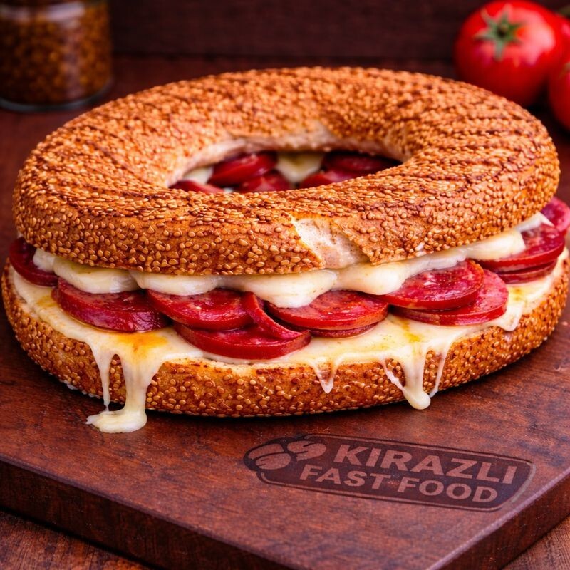 Sucuklu Kaşarlı Simit Tost
