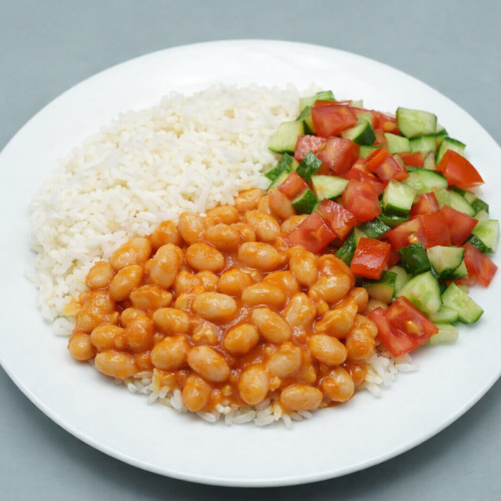 Kuru Fasulyeli Salatalı Pilav
