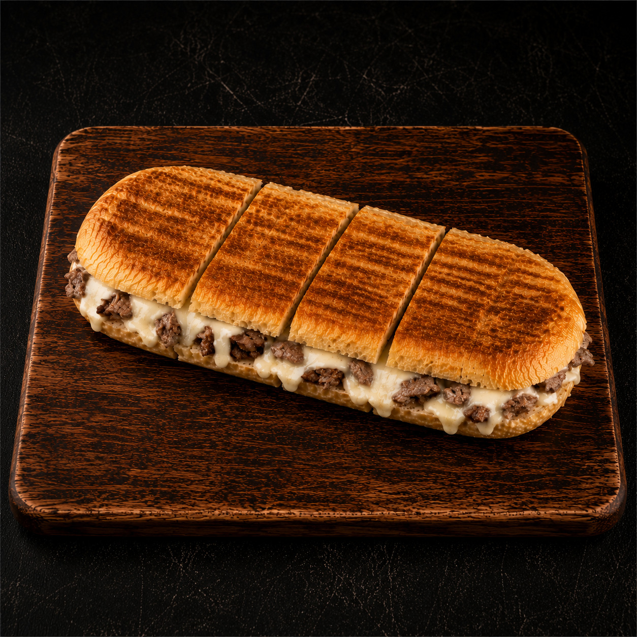 Yarım Ekmek Kavurmalı Kaşarlı Tost