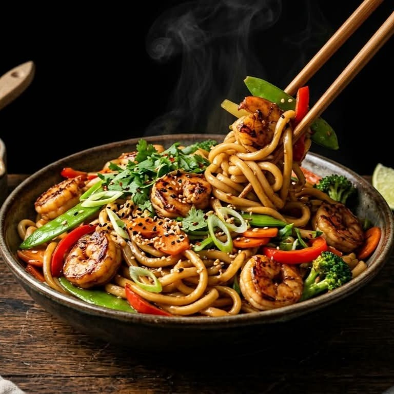Teriyaki Soslu Karidesli Noodle